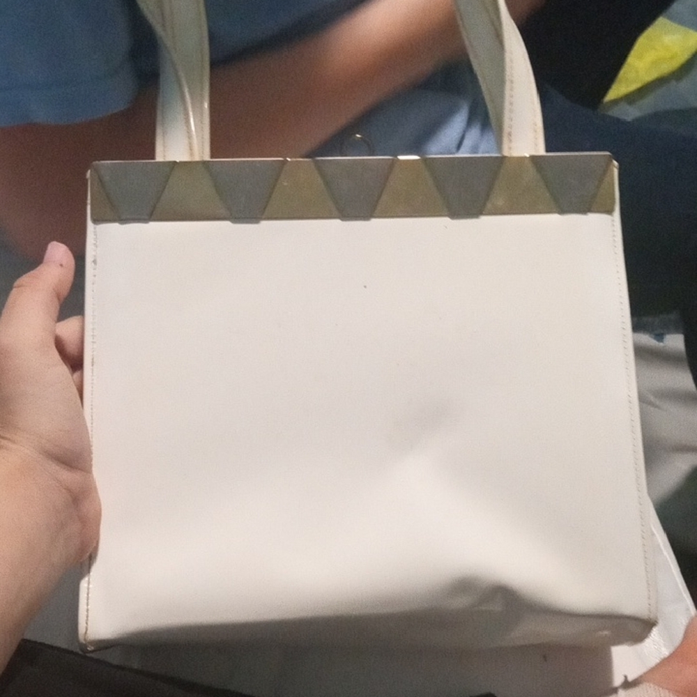 Elegant White and Gold Women's Handbag